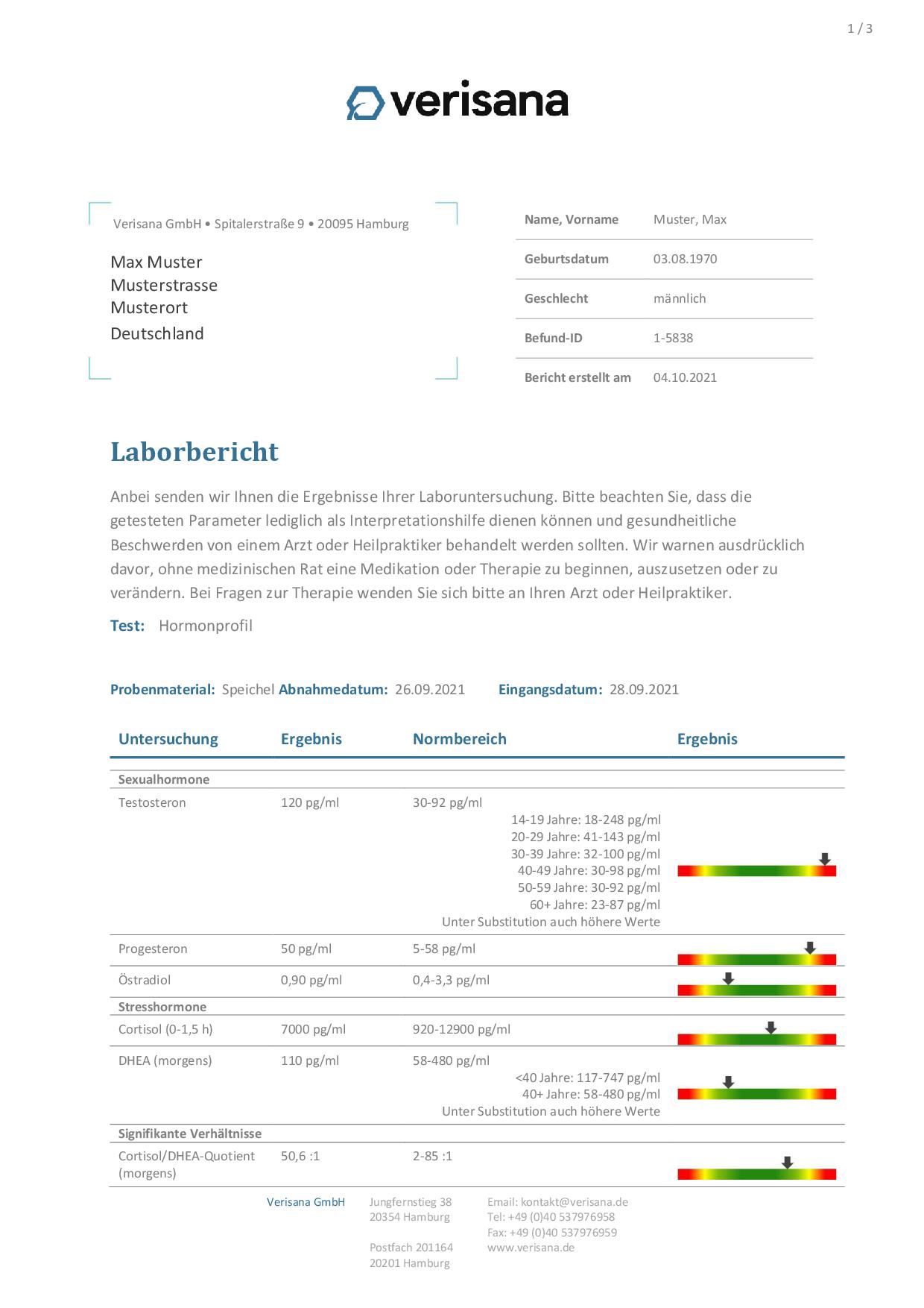 Muster Hormonprofil Mann