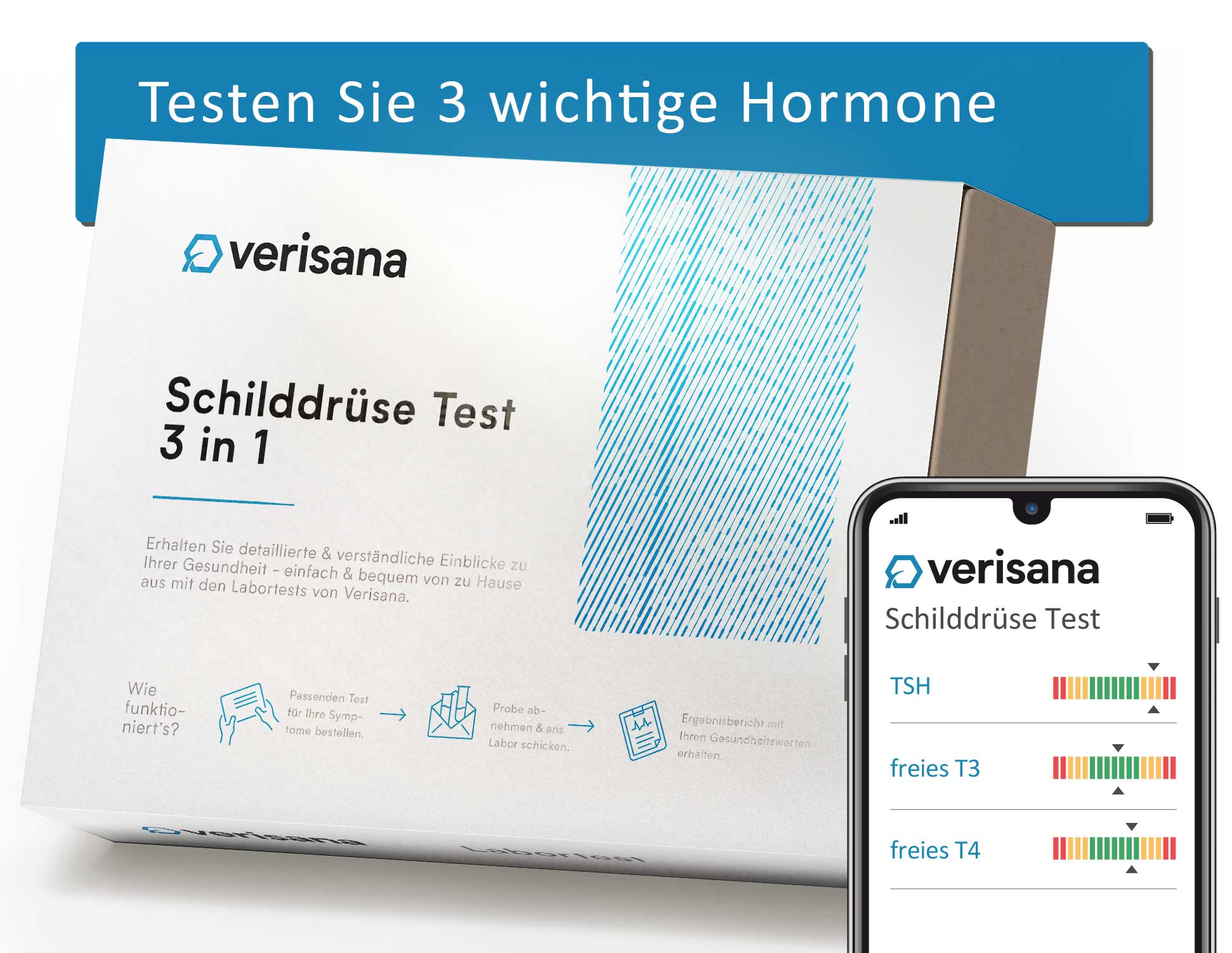 Verisana Schilddrüsentest 3 in 1 Testkit für zuhause mit Auswertung