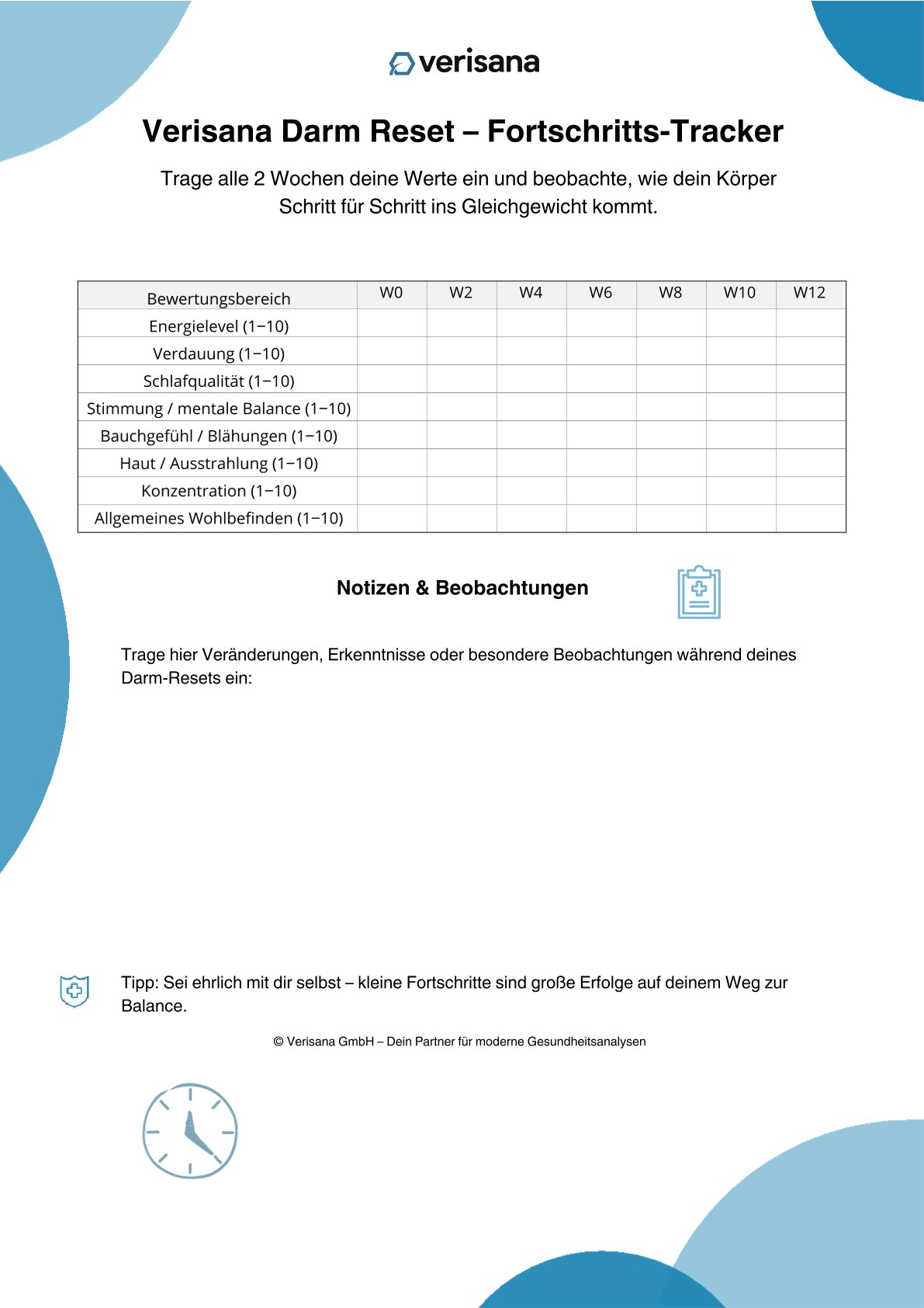 Verisana Darm Test - Fortschritts-Tracker